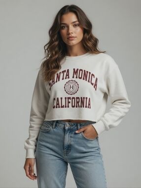 Hollister Women's Crew Neck Slightly Cropped Sweatshirt (5 For $20 Item)